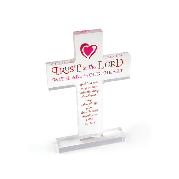 Trust in the Lord Acrylic Cross Plaque – Pro 3:5-6