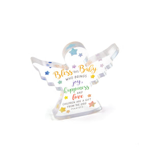 Bless this Baby Acrylic Angel Plaque – Psalm 127:3