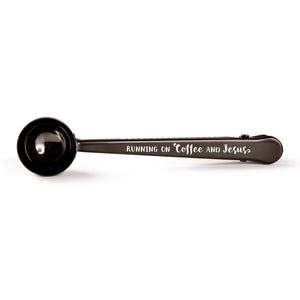 Running on Coffee and Jesus Coffee Scoop – Black