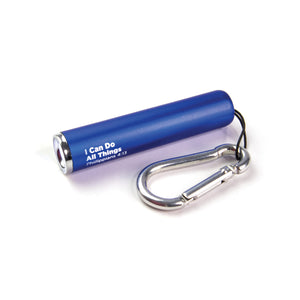 I Can Do All Things – Blue 1 LED Pull String Flashlight with Carabiner