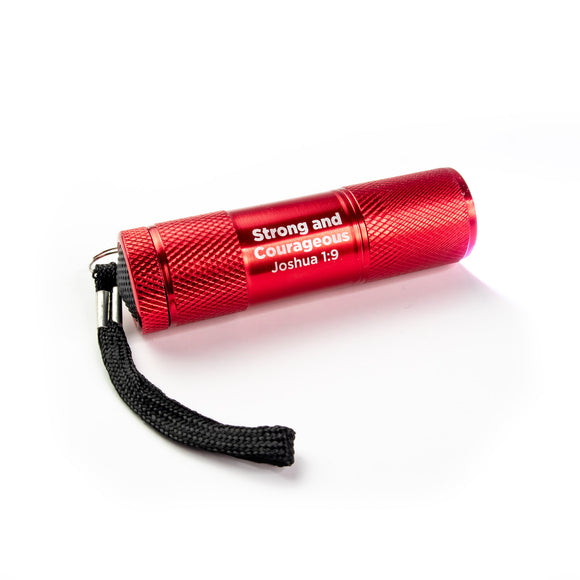 Strong and Courageous – Red 9 LED Flashlight Keychain
