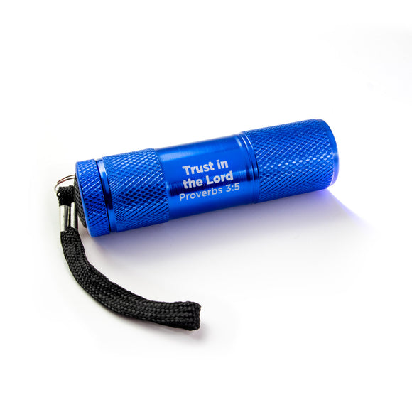 Trust in the Lord – Blue 9 LED Flashlight Keychain