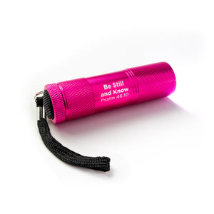 Be Still and Know – Pink 9 LED Flashlight Keychain
