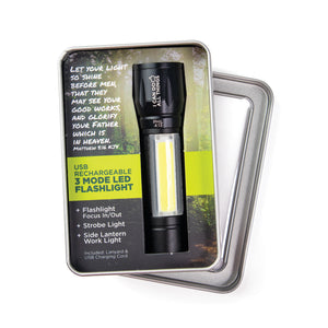 I Can Do All Things, Phil 4:13 - USB Rechargeable 3 Mode LED Flashlight in Tin Box