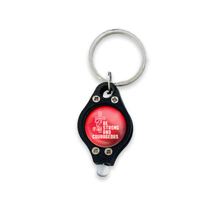 Mini Keyring LED Flashlight – Black/Red, Strong and Courageous, Jos 1:9