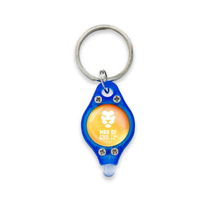 Mini Keyring LED Flashlight – Blue/Orange, Man of God, 1 Tim 6:11