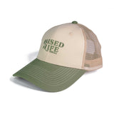 Ball Cap - Raised to Life, Rom 8:11 - Khaki and Loden