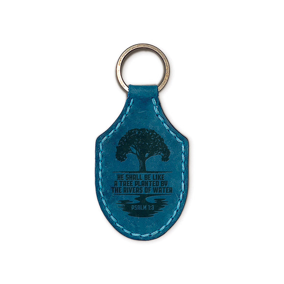 Engraved Leather Keychains – Like a Tree – Blue