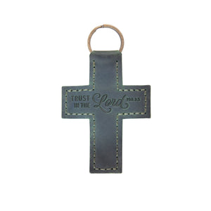 Trust in the Lord Leather Cross Keychain – Pro. 3:5