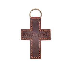 Raised to Life Leather Cross Keychain – Romans 8:11