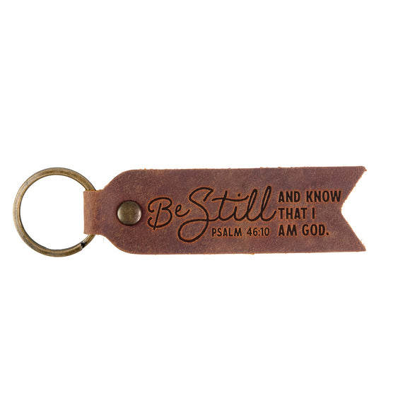 Be Still Leather Fob Keychain – Psalm 46:10