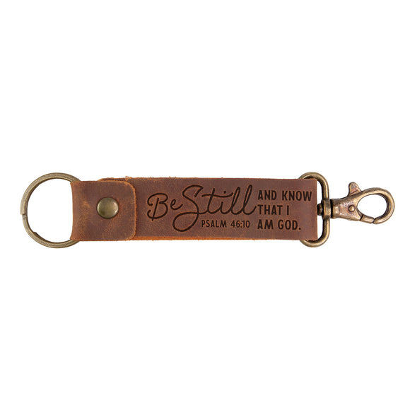 Be Still Leather Strap Keychain – Psalm 46:10