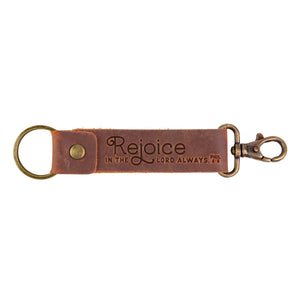 Rejoice Leather Strap Keychain – Phil 4:4