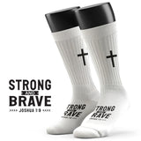 Men's Crew Socks – Strong and Brave, Joshua 1:9
