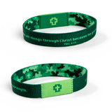Logos Tap Stretch Bracelet - Lt Green and Dk Green - Crosses, Phil 4:13