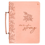 Logos Tap Bible Cover Large - She is Strong, Pro 31:25