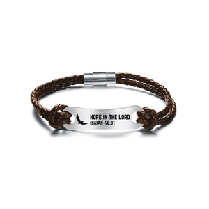 Identified in Christ ID Bracelet Brown Cord – Hope in the Lord, Isaiah 40:31