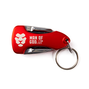 Keychain Multi-Tools With LED - Man of God: 1 Tim. 6:11