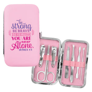 Manicure Set, Light Pink – Be Strong, Joshua 1:9