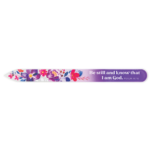 Glass Nail Files, Purple – Be Still and Know, Psalm 46:10