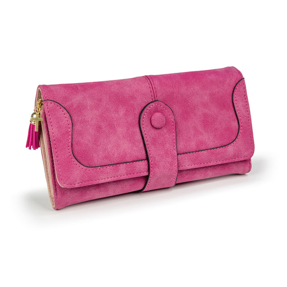 Suede Clutch Wallet – Hot Pink