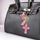 Cross Charm Key Ring – Pink