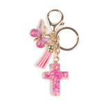 Cross Charm Key Ring – Pink