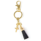 Cross Tassel Key Ring – Black