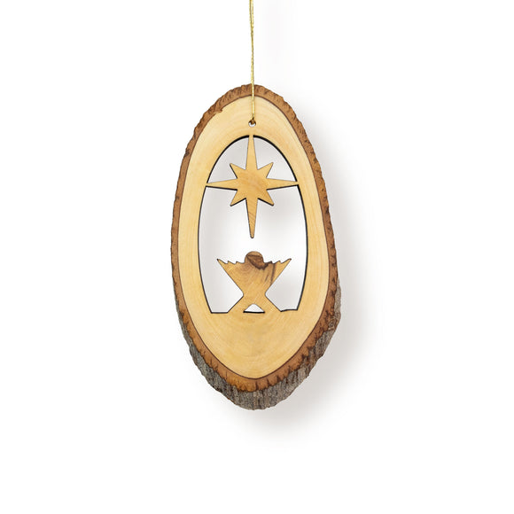 Manger with Star – Live Edge Olive Wood Slab Ornament