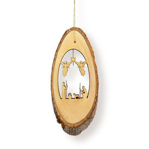 Shepherds with Angels – Live Edge Olive Wood Slab Ornament