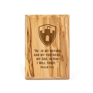 He is My Refuge, Olive Wood Plaque