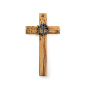 8" Crown of Thorns Olive Wood Wall Cross