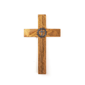 Crown of Thorns 14" Olive Wood Wall Cross