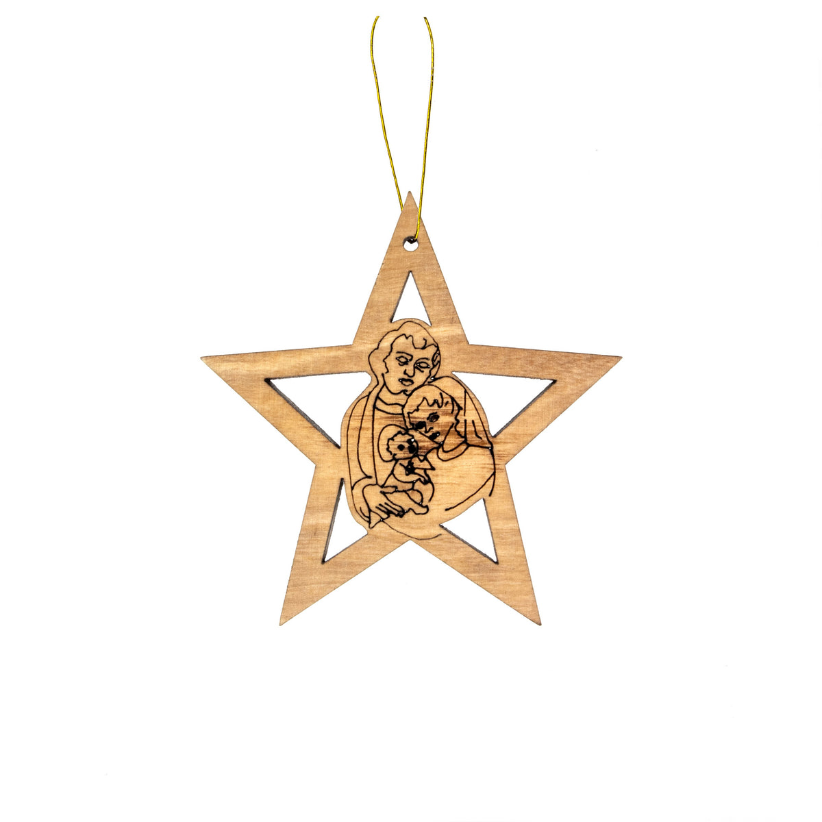 2D Laser Cut Star – Holy Family, Holy Land Olive Wood Ornament – Logos ...
