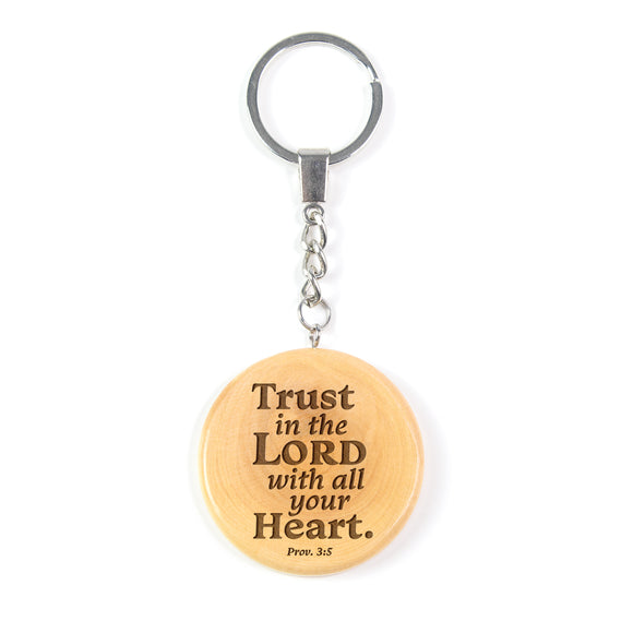 Olive Wood Keychain – Trust in the Lord, Prov 3:5