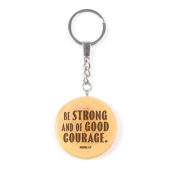 Olive Wood Keychain – Be Strong, Joshua 1:9