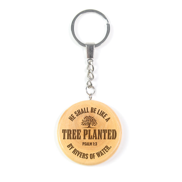 Olive Wood Keychain – Tree Planted, Psalm 1:3