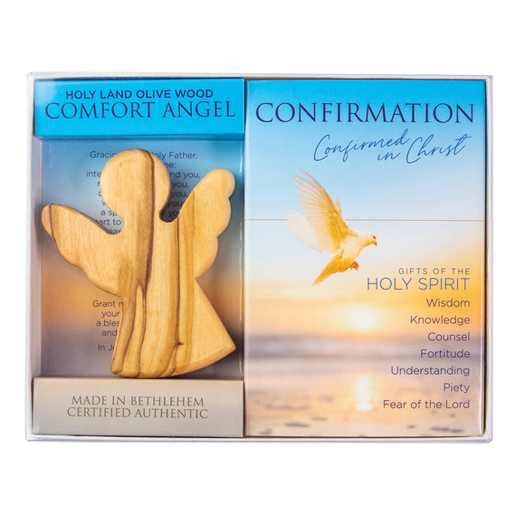 Olive Wood Confirmation Large Comfort Angel in Box