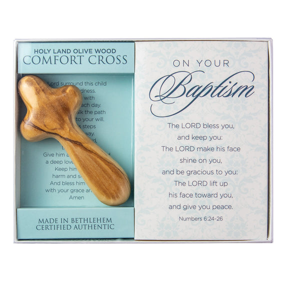 Olive Wood Baptism Medium Deluxe Comfort Cross