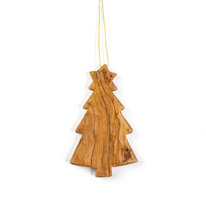 Olive Wood Bethlehem Christmas Tree Ornament Thick