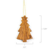 Olive Wood Bethlehem Christmas Tree Ornament Thick