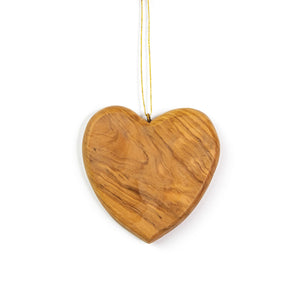 Olive Wood Bethlehem Heart Ornament Thick