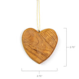 Olive Wood Bethlehem Heart Ornament Thick