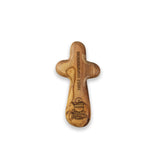 Laser Engraved Olive Wood Comfort Cross, First Communion