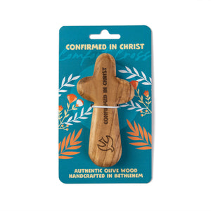 Laser Engraved Olive Wood Comfort Cross, Confirmed in Christ