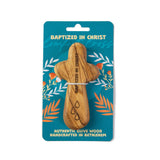 Laser Engraved Olive Wood Comfort Cross, Baptized in Christ