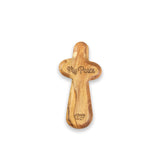 Laser Engraved Olive Wood Comfort Cross, My Peace, John 14:27