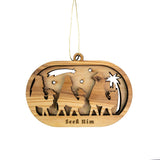 Olive Wood Dimensional Christmas Ornament Sidekick with Stand