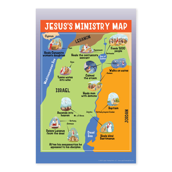 Children's Poster Prints – Jesus's Ministry Map