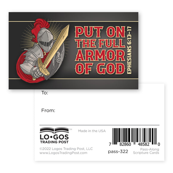 Full Armor, Ephesians 6:13-17, Pass Along Scripture Cards, Pack of 25
